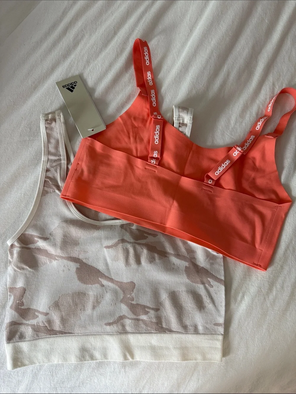 Adidas Camo Crop Tank and Coral Sports Bra - Picture 2 of 5